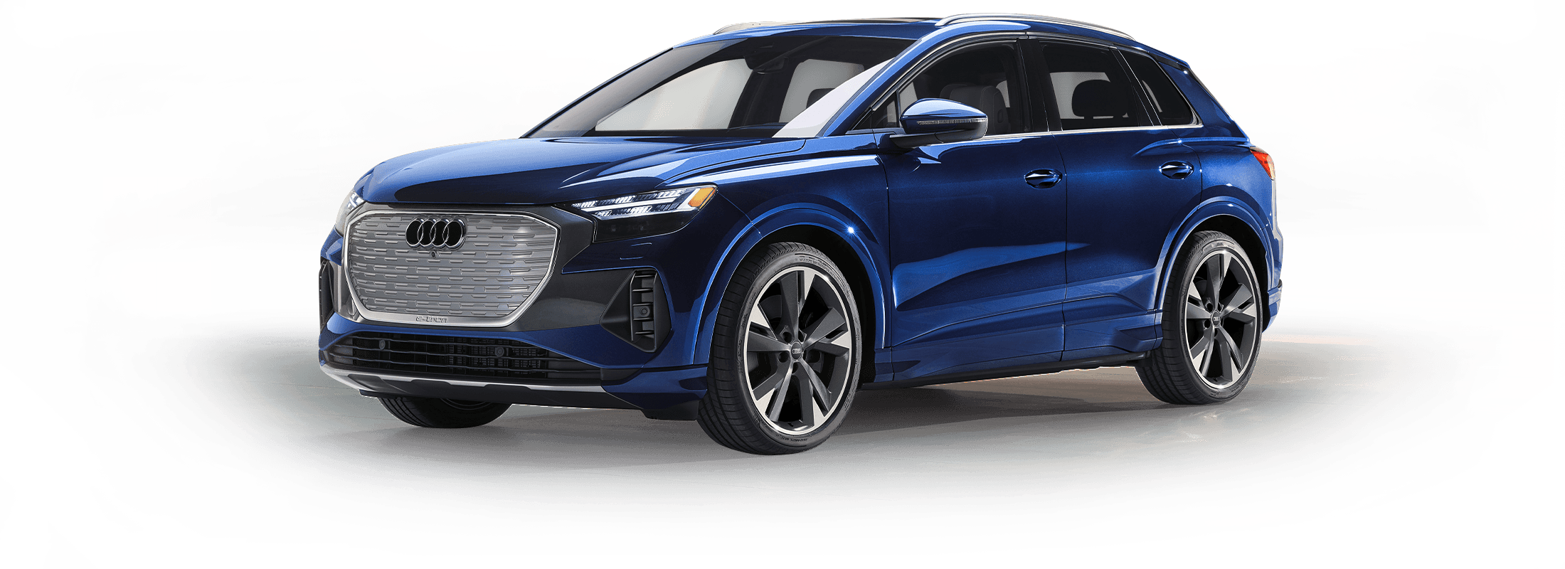 e-tron Front angled view of an Audi e-Tron electric vehicle