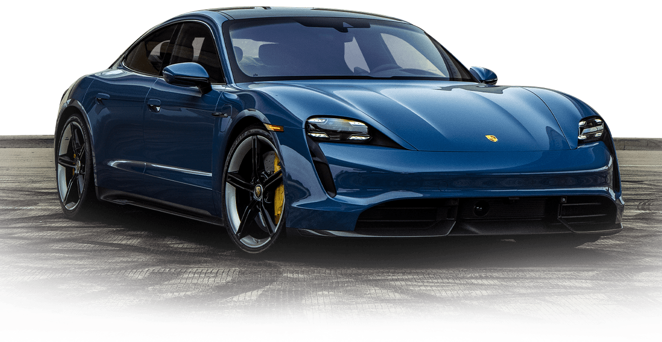 porsche-taycan-tablet Front angled view of an Porsche Taycan electric vehicle